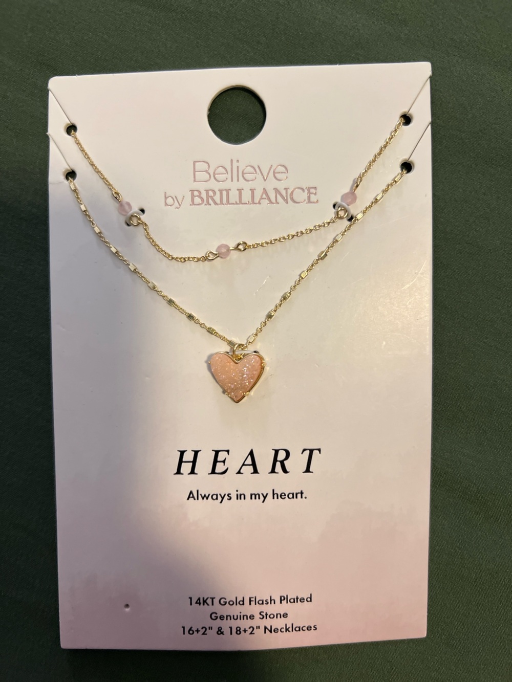 Two-Pink Heart Pendant and Beaded Necklaces
